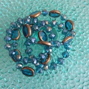 Aurora Borealis & Gold Bead  Stretch Bracelet NWOT